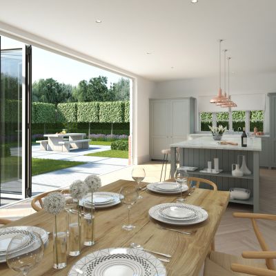 Bifold doors open