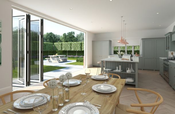 Bifold doors open