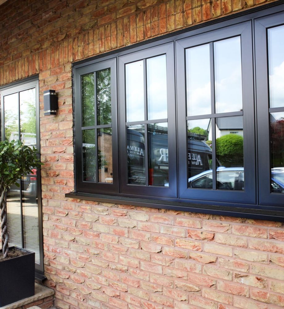 black aluminium windows to the exterior of a property