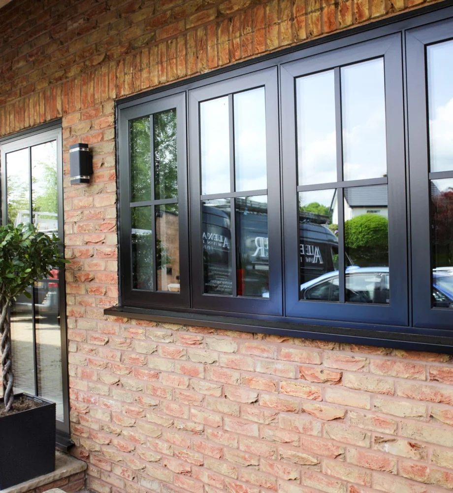 black aluminium windows to the exterior of a property