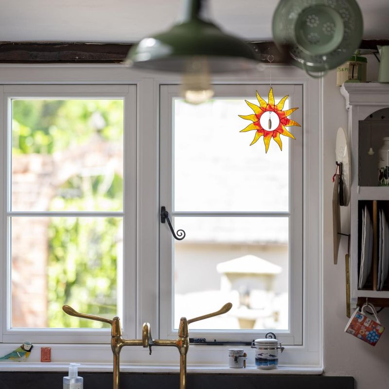 Traditional white window in cosy, cottagecore kitchen