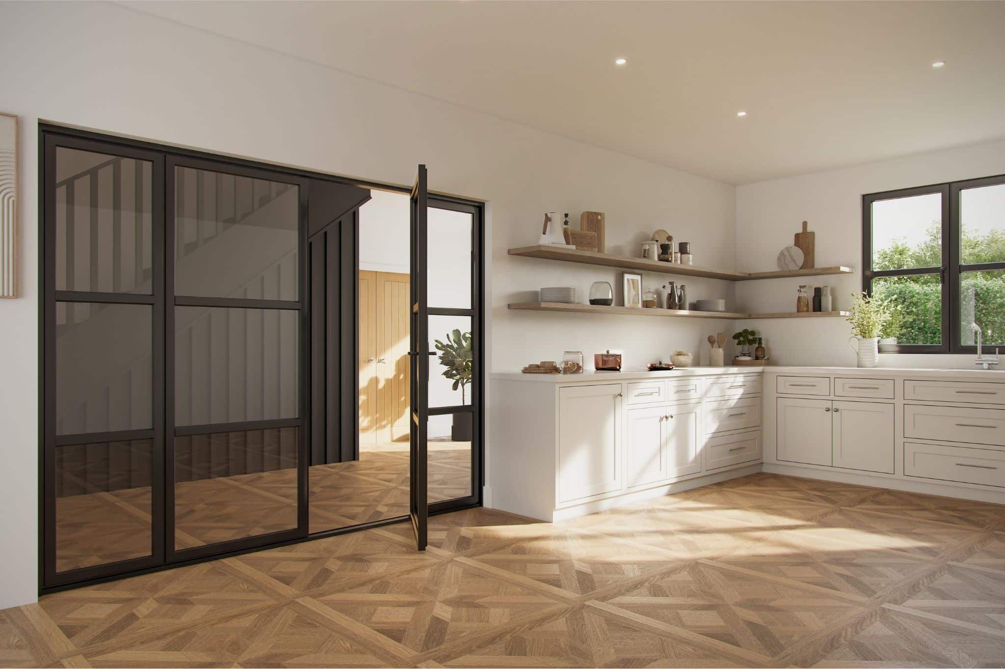 aluspace internal screen between kitchen and hallway