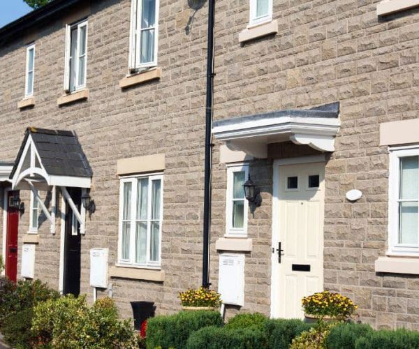 terraced houses displaying uPVC casement windows