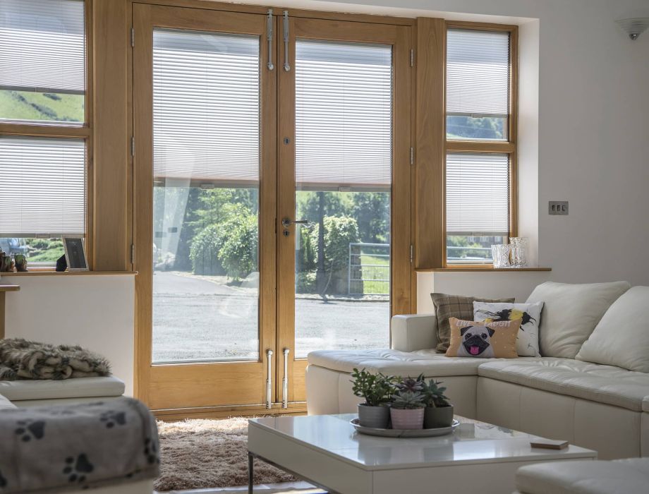 French doors with integral blinds