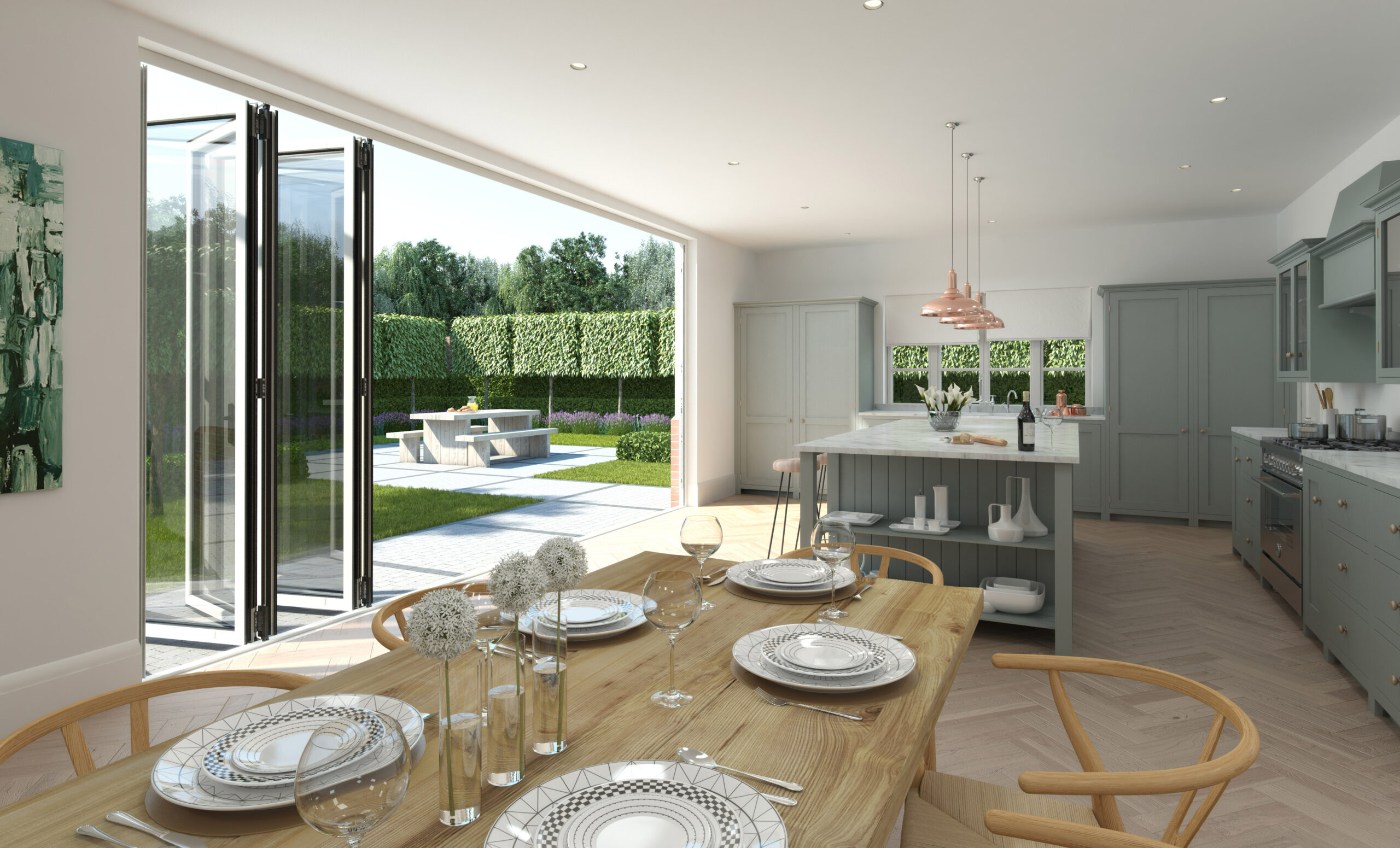 Bifold doors open