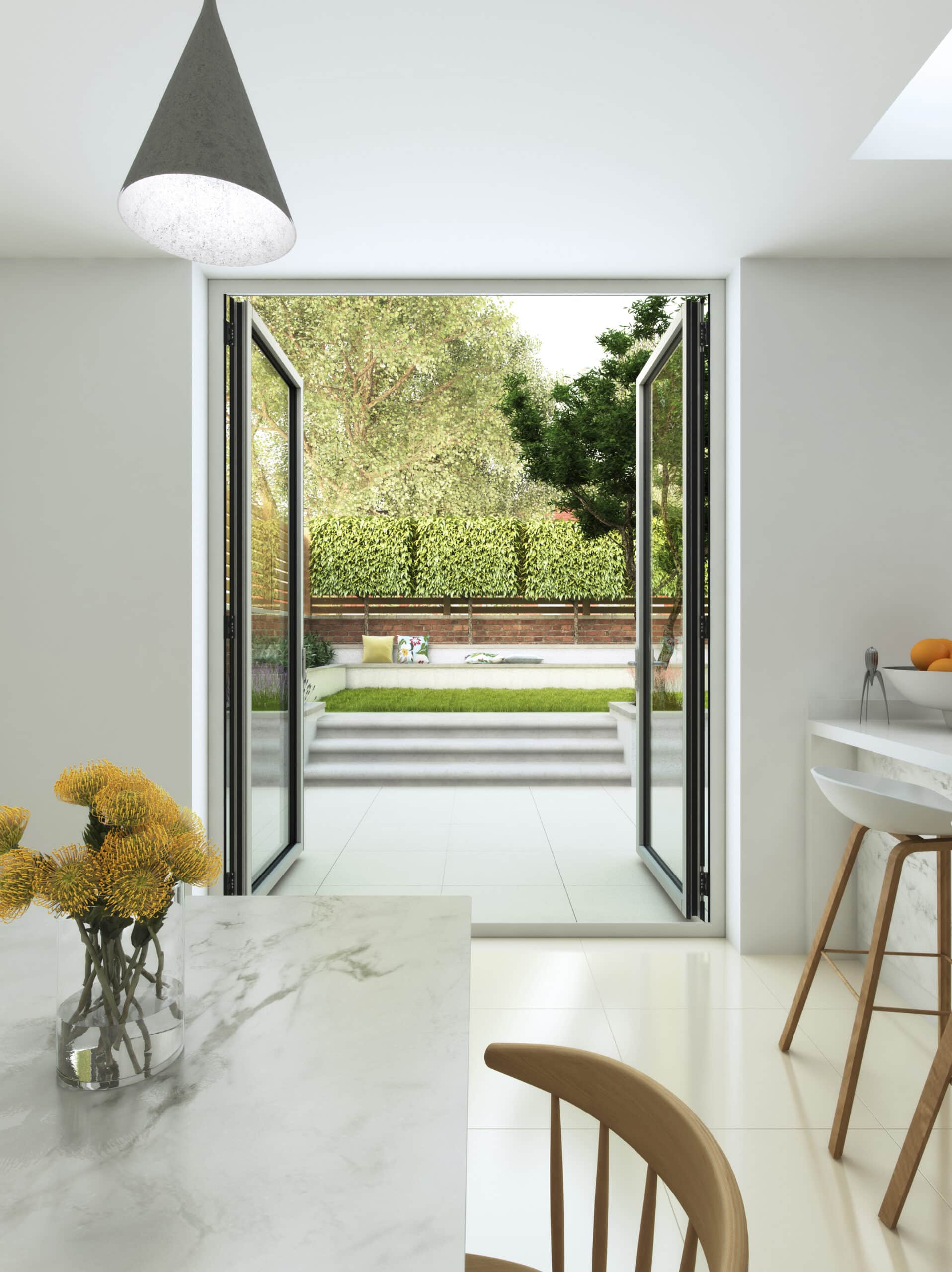 open out black french doors