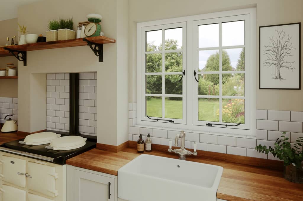 interior view of a kommerling flush window in white