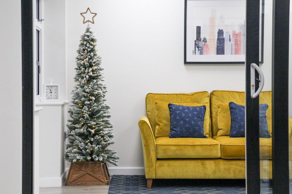 christmas decor in the alexander windows showroom in hazel grove