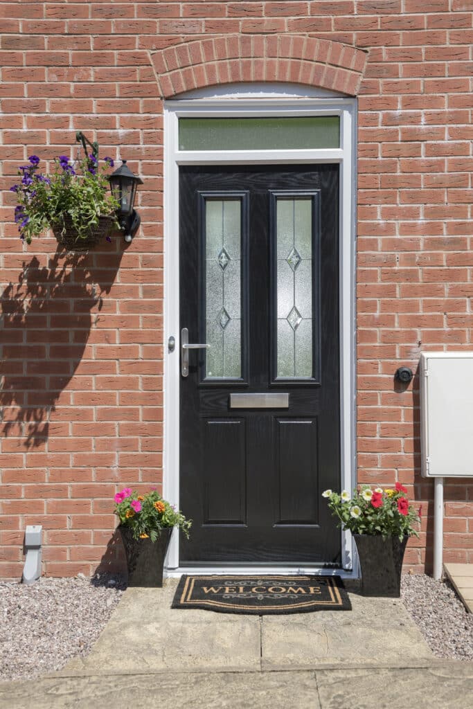 external view of a black residor composite door